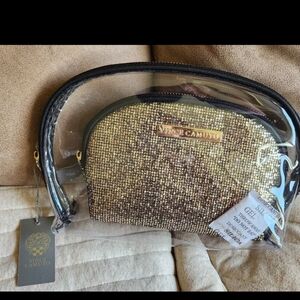 Vince Camuto Glittering Gold and Black Cosmetic Case